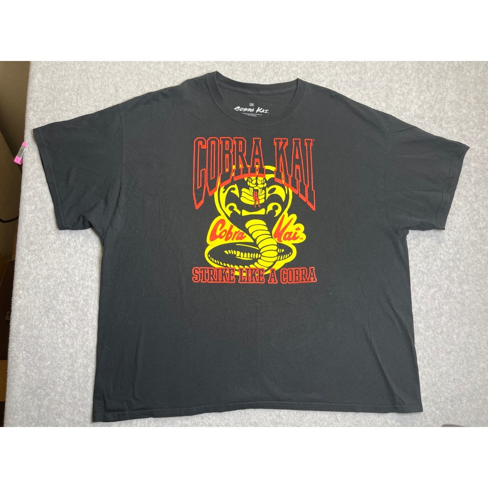 Cobra Kai Strike Like A Cobra Graphic T-Shirt Mens 3X Black Cotton Short Sleeve